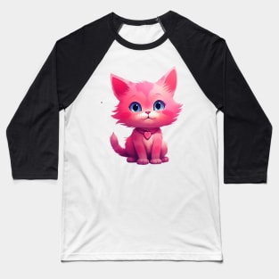 Cute Pink Kitten Baseball T-Shirt